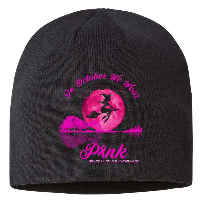 Guitar Lake In October We Wear Pink Breast Cancer Halloween Sustainable Beanie