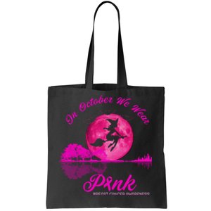 Guitar Lake In October We Wear Pink Breast Cancer Halloween Tote Bag