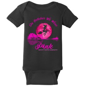 Guitar Lake In October We Wear Pink Breast Cancer Halloween Baby Bodysuit