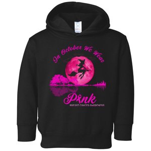 Guitar Lake In October We Wear Pink Breast Cancer Halloween Toddler Hoodie