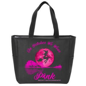 Guitar Lake In October We Wear Pink Breast Cancer Halloween Zip Tote Bag