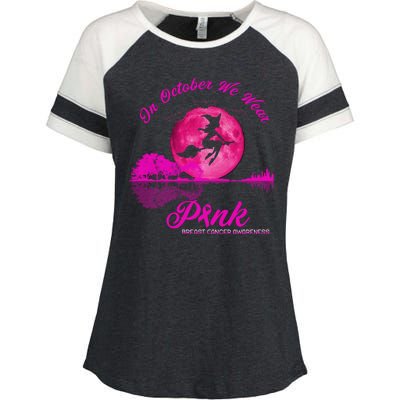 Guitar Lake In October We Wear Pink Breast Cancer Halloween Enza Ladies Jersey Colorblock Tee