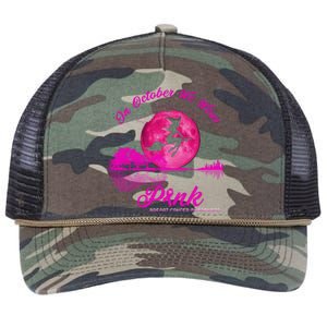 Guitar Lake In October We Wear Pink Breast Cancer Halloween Retro Rope Trucker Hat Cap