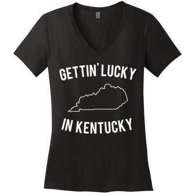 Gettin Lucky In Kentucky Women's V-Neck T-Shirt
