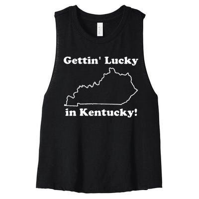 Gettin Lucky In Kentucky Women's Racerback Cropped Tank