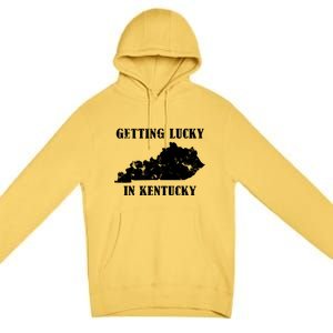 Getting Lucky In Kentucky Distressed Kentucky Premium Pullover Hoodie