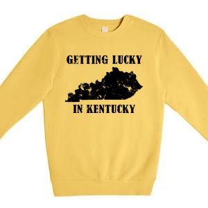 Getting Lucky In Kentucky Distressed Kentucky Premium Crewneck Sweatshirt