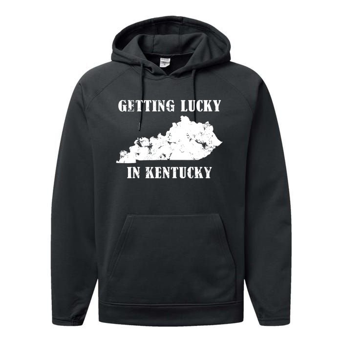 Getting Lucky In Kentucky Distressed Kentucky Performance Fleece Hoodie