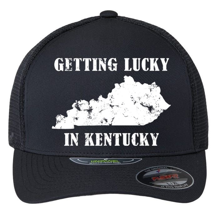 Getting Lucky In Kentucky Distressed Kentucky Flexfit Unipanel Trucker Cap