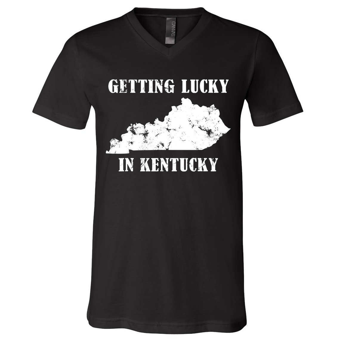 Getting Lucky In Kentucky Distressed Kentucky V-Neck T-Shirt