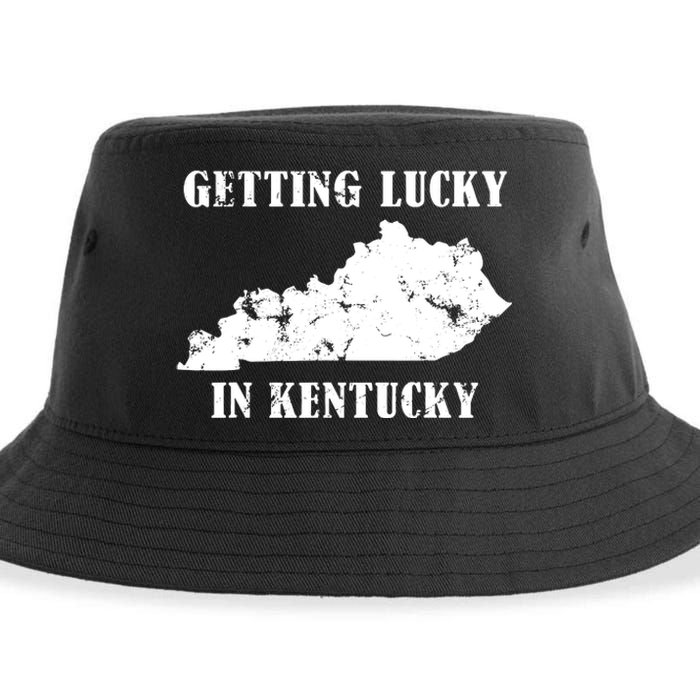 Getting Lucky In Kentucky Distressed Kentucky Sustainable Bucket Hat