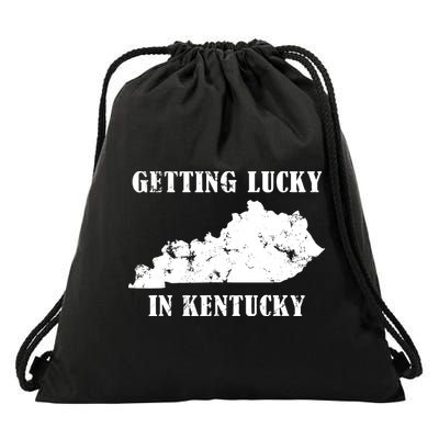Getting Lucky In Kentucky Distressed Kentucky Drawstring Bag