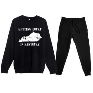 Getting Lucky In Kentucky Distressed Kentucky Premium Crewneck Sweatsuit Set