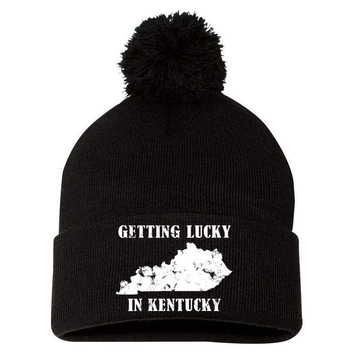 Getting Lucky In Kentucky Distressed Kentucky Pom Pom 12in Knit Beanie