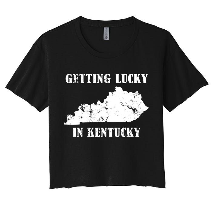 Getting Lucky In Kentucky Distressed Kentucky Women's Crop Top Tee