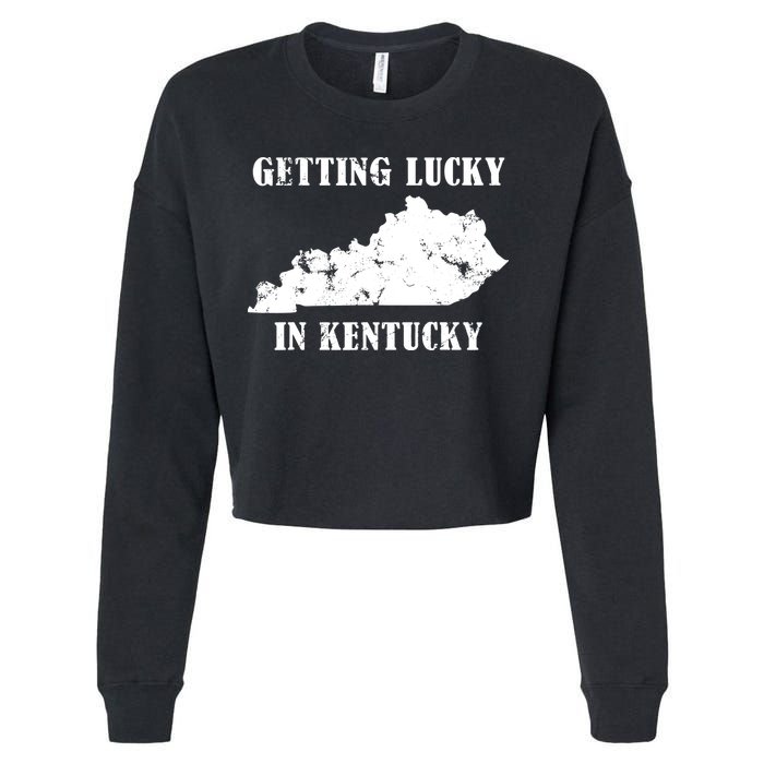 Getting Lucky In Kentucky Distressed Kentucky Cropped Pullover Crew