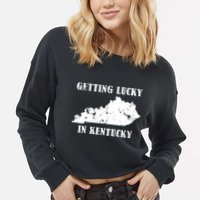 Getting Lucky In Kentucky Distressed Kentucky Cropped Pullover Crew
