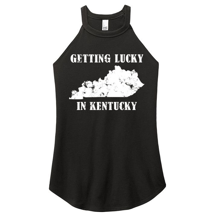 Getting Lucky In Kentucky Distressed Kentucky Women's Perfect Tri Rocker Tank