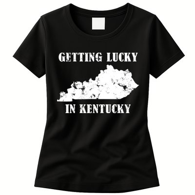 Getting Lucky In Kentucky Distressed Kentucky Womens T-Shirt