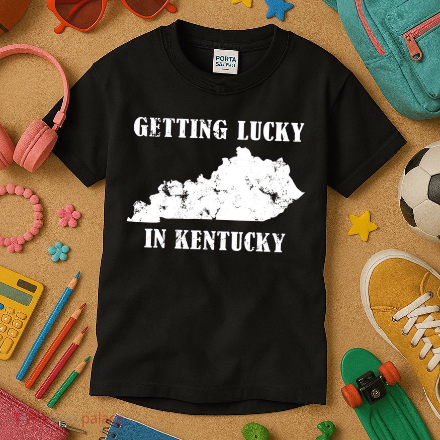 Getting Lucky In Kentucky Distressed Kentucky Kids T-Shirt