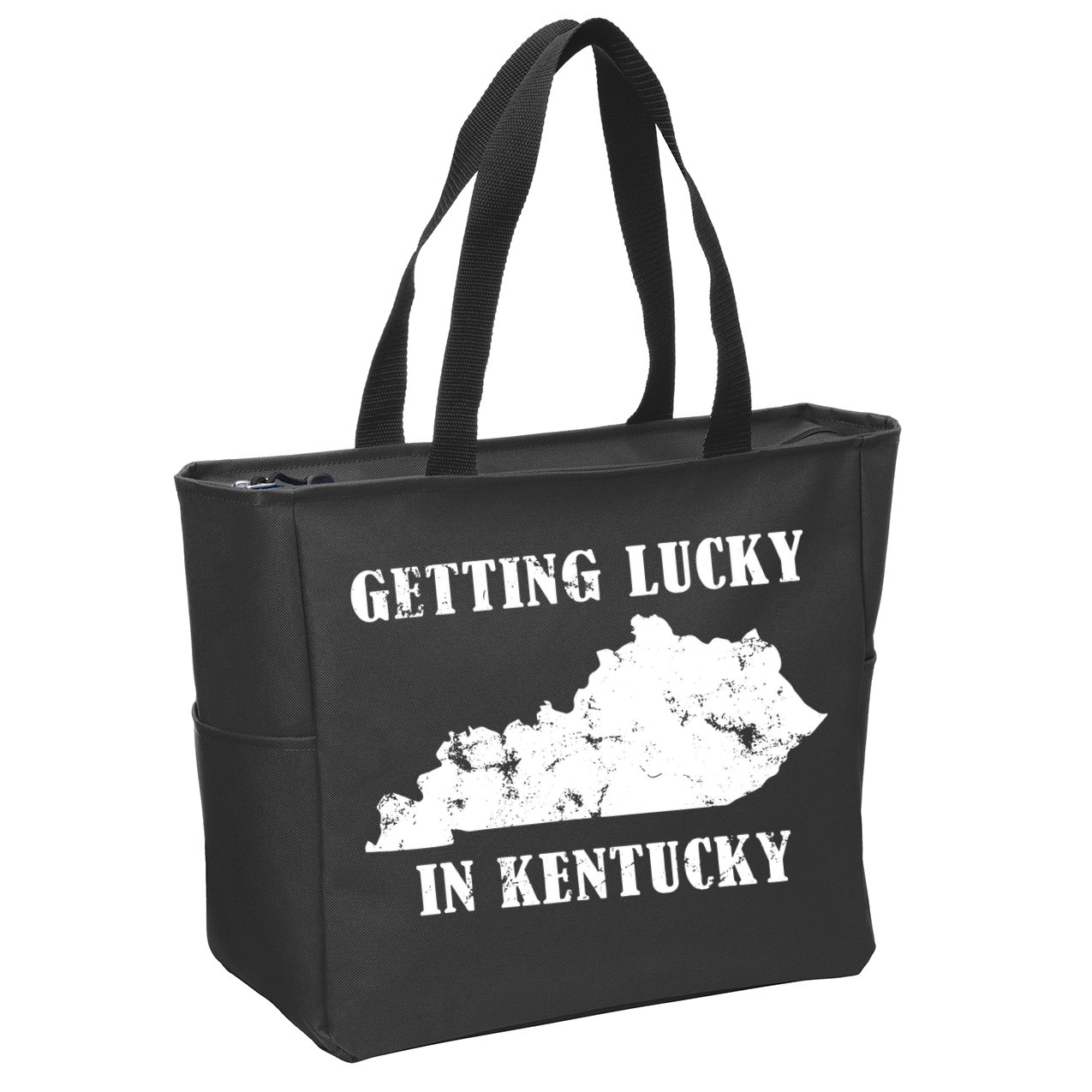 Getting Lucky In Kentucky Distressed Kentucky Zip Tote Bag