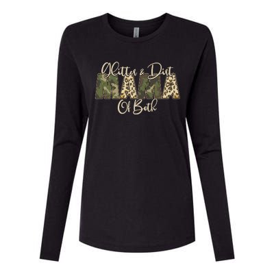 Glitter And Dirt Mama Of Both Mother's Day Womens Cotton Relaxed Long Sleeve T-Shirt