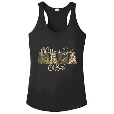 Glitter And Dirt Mama Of Both Mother's Day Ladies PosiCharge Competitor Racerback Tank