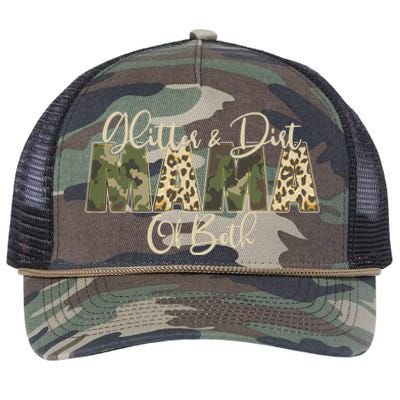 Glitter And Dirt Mama Of Both Mother's Day Retro Rope Trucker Hat Cap