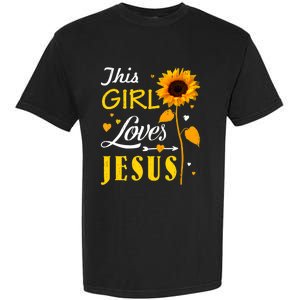 Girl Loves Jesus Cute Christian Women Faith Cute Religious Garment-Dyed Heavyweight T-Shirt