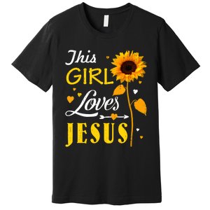 Girl Loves Jesus Cute Christian Women Faith Cute Religious Premium T-Shirt