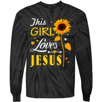 Girl Loves Jesus Cute Christian Women Faith Cute Religious Tie-Dye Long Sleeve Shirt