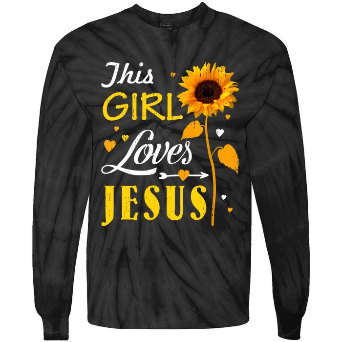 Girl Loves Jesus Cute Christian Women Faith Cute Religious Tie-Dye Long Sleeve Shirt