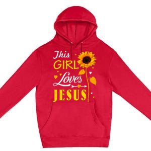 Girl Loves Jesus Cute Christian Women Faith Cute Religious Premium Pullover Hoodie