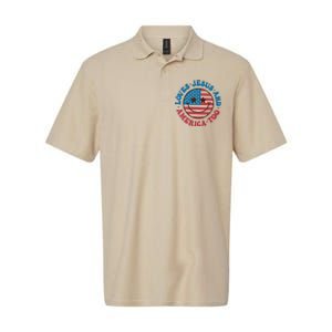 Groovy Loves Jesus And America Too God Christian 4th Of July Softstyle Adult Sport Polo