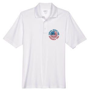 Groovy Loves Jesus And America Too God Christian 4th Of July Men's Origin Performance Pique Polo