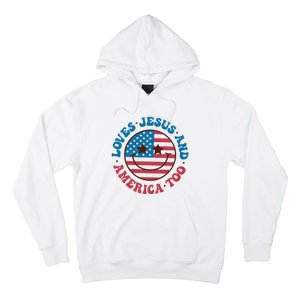 Groovy Loves Jesus And America Too God Christian 4th Of July Hoodie