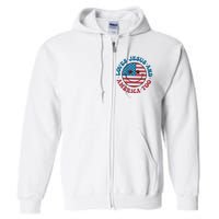 Groovy Loves Jesus And America Too God Christian 4th Of July Full Zip Hoodie