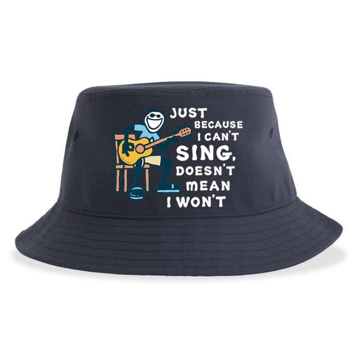 Guitar Lover Just Because I Can't Sing Doesn't Mean I Won't Sustainable Bucket Hat