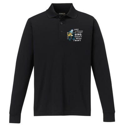 Guitar Lover Just Because I Cant Sing Doesnt Mean I Wont Performance Long Sleeve Polo