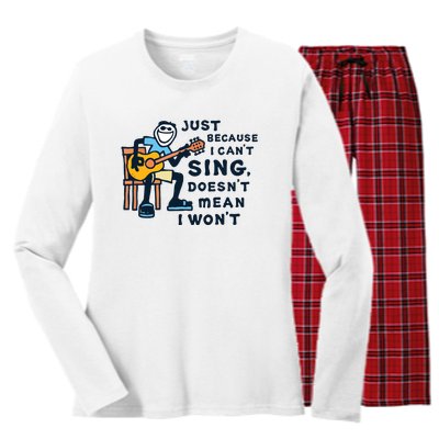 Guitar Lover Just Because I Cant Sing Women's Long Sleeve Flannel Pajama Set 