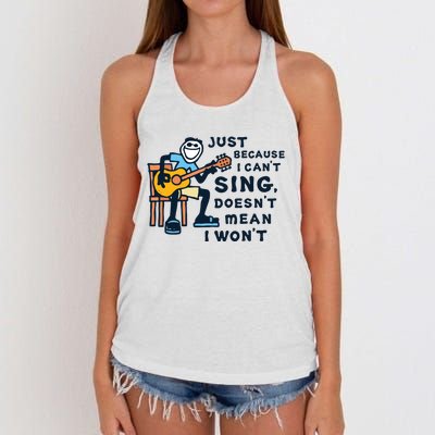 Guitar Lover Just Because I Cant Sing Women's Knotted Racerback Tank