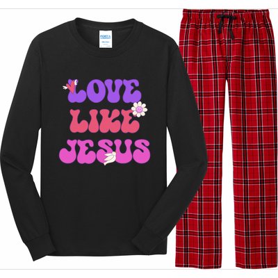 Groovy Love Like Jesus Christian 70s Hippie Long Sleeve Pajama Set