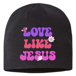 Groovy Love Like Jesus Christian 70s Hippie Sustainable Beanie