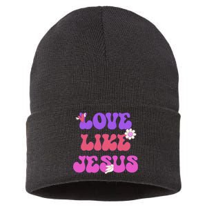 Groovy Love Like Jesus Christian 70s Hippie Sustainable Knit Beanie