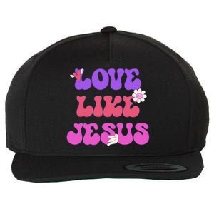 Groovy Love Like Jesus Christian 70s Hippie Wool Snapback Cap