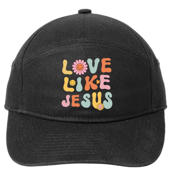 Groovy Love Like Jesus Religious God Women Christian 7-Panel Snapback Hat