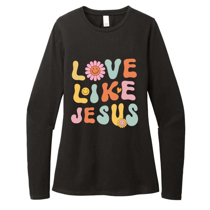 Groovy Love Like Jesus Religious God Women Christian Womens CVC Long Sleeve Shirt