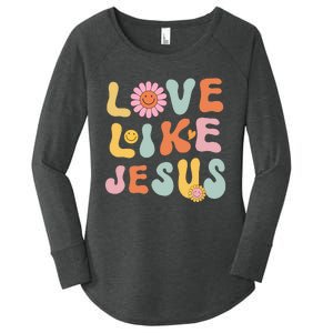 Groovy Love Like Jesus Religious God Women Christian Women's Perfect Tri Tunic Long Sleeve Shirt