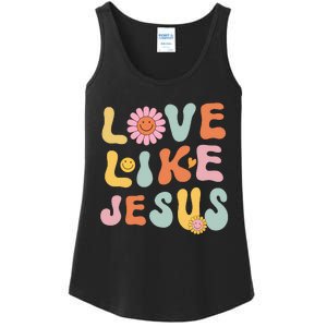 Groovy Love Like Jesus Religious God Women Christian Ladies Essential Tank