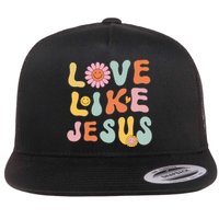 Groovy Love Like Jesus Religious God Women Christian Flat Bill Trucker Hat